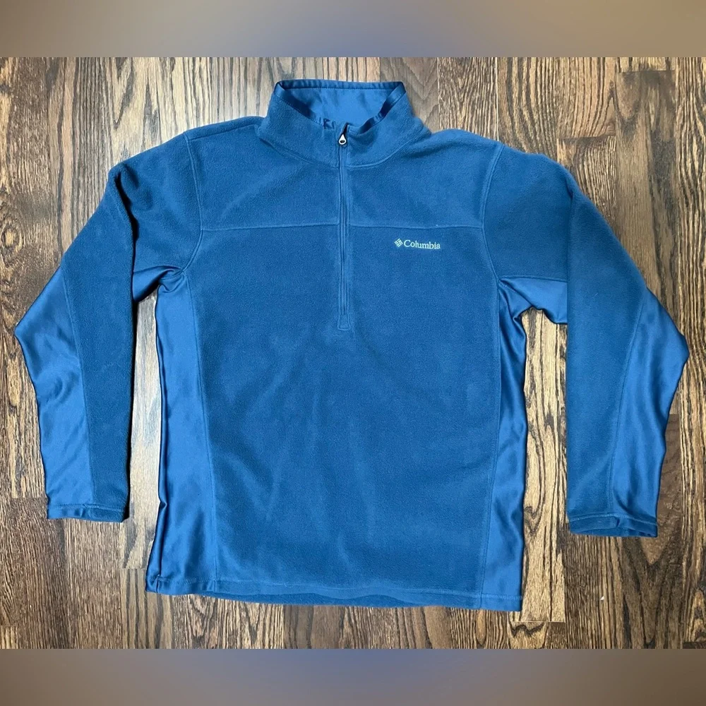 NWOT Columbia Women’s Blue Fleece Overlay ¼ Zip Pullover Size Large